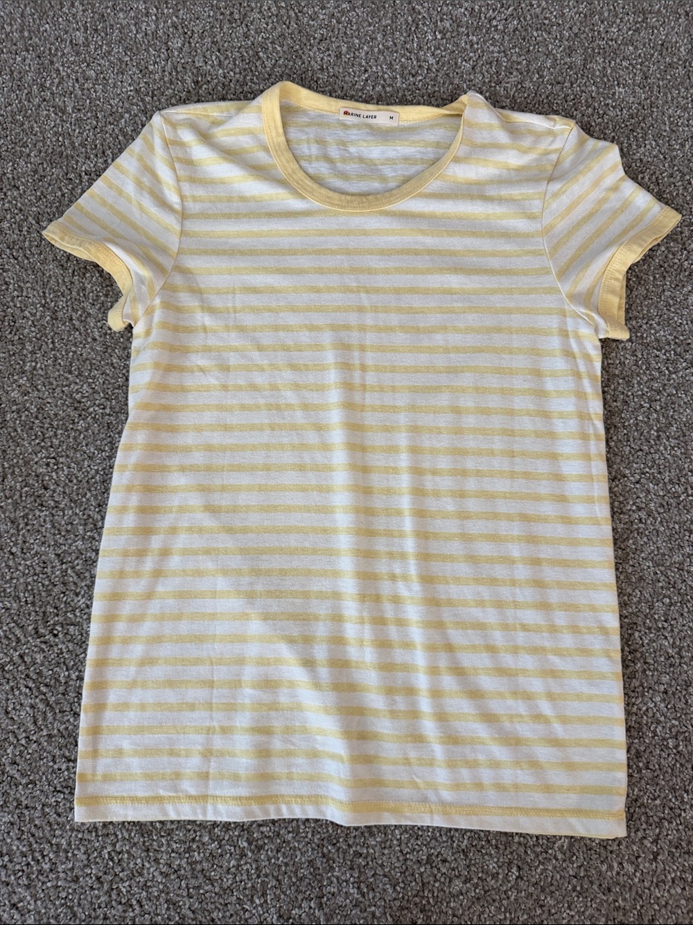 Marine Layer Yellow & White Striped Short Sleeve Tee